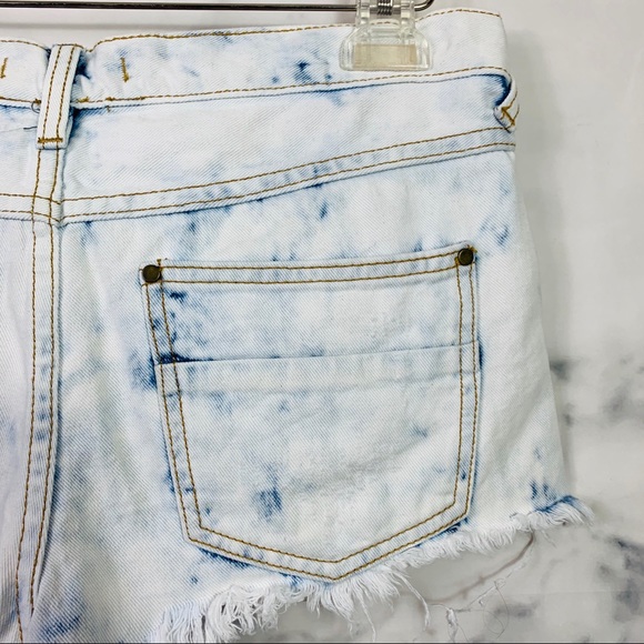 Free People Bleached Raw Hem Denim Shorts - Picture 4 of 7